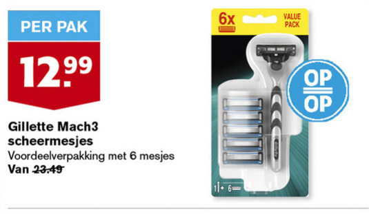 Gillette   heren handscheerapparaat folder aanbieding bij  Hoogvliet - details