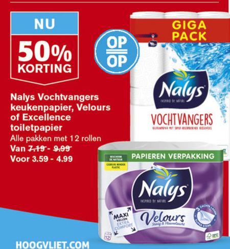 Nalys   toiletpapier, keukenpapier folder aanbieding bij  Hoogvliet - details