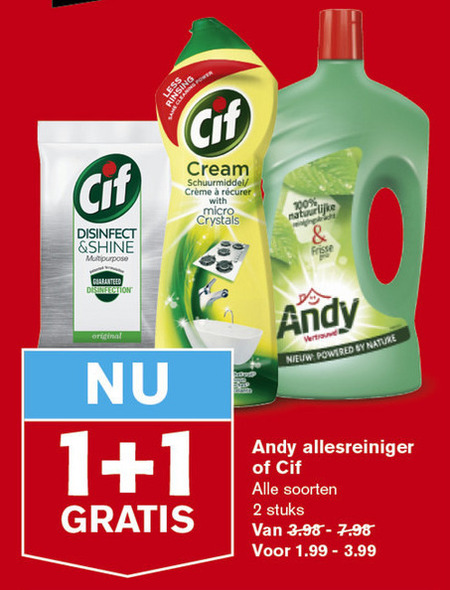 Cif   schuurmiddel, allesreiniger folder aanbieding bij  Hoogvliet - details