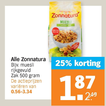 Zonnatura   muesli, thee folder aanbieding bij  Albert Heijn - details