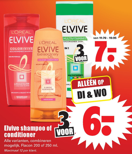 Elvive   shampoo, conditioner folder aanbieding bij  Dirk - details