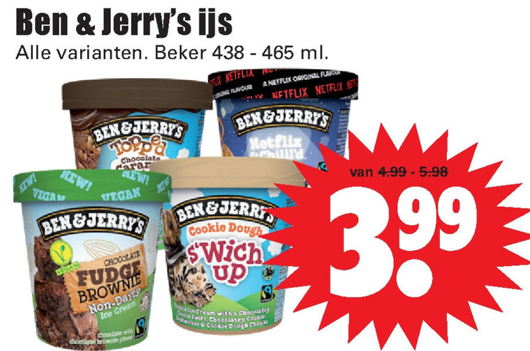 Ben and Jerrys   ijsspecialiteit folder aanbieding bij  Dirk - details