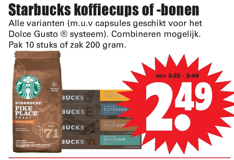 Starbucks   koffiebonen, koffiecups folder aanbieding bij  Dirk - details