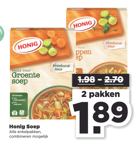 Honig   soep folder aanbieding bij  Plus - details