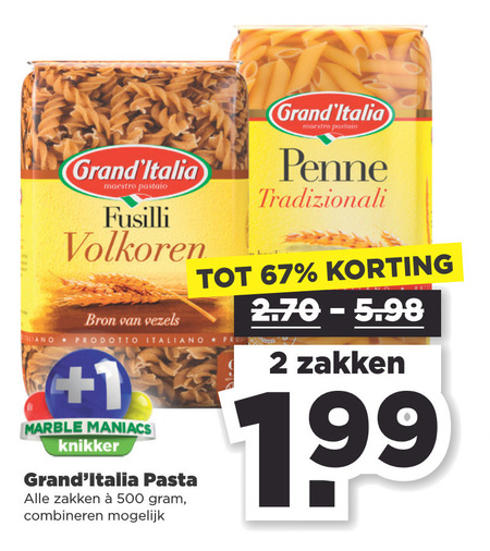 Grand Italia   penne  , pasta folder aanbieding bij  Plus - details