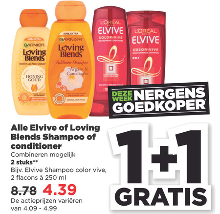 Elvive   conditioner, shampoo folder aanbieding bij  Plus - details