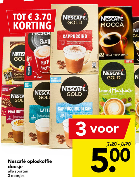 Nescafe   oploskoffie folder aanbieding bij  Deen - details