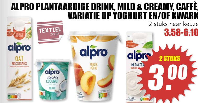 Alpro   soja yoghurt, ijskoffie folder aanbieding bij  MCD Supermarkt Basis - details