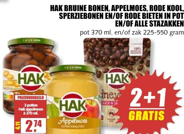 Hak   bonen, appelmoes folder aanbieding bij  MCD Supermarkt Basis - details