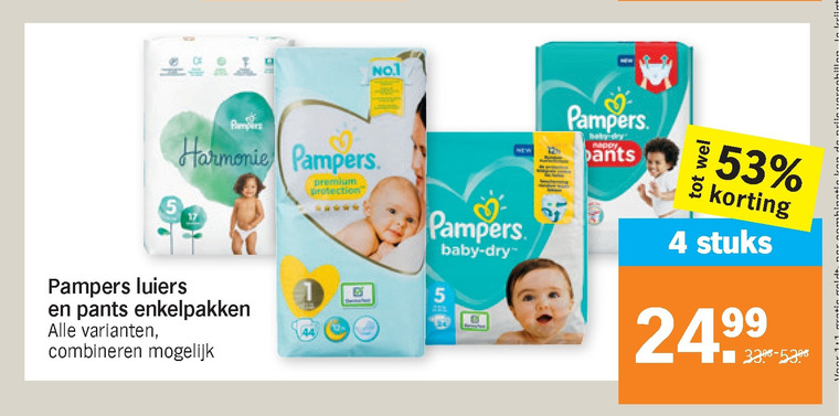 Pampers   luiers, luierbroekjes folder aanbieding bij  Albert Heijn - details