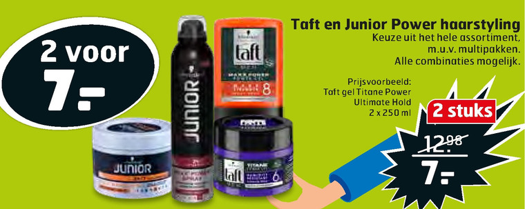 Taft   haargel, hairspray folder aanbieding bij  Trekpleister - details