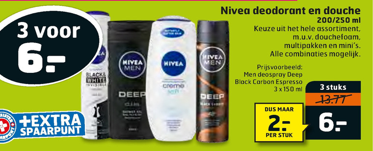 Nivea   deodorant, douchegel folder aanbieding bij  Trekpleister - details