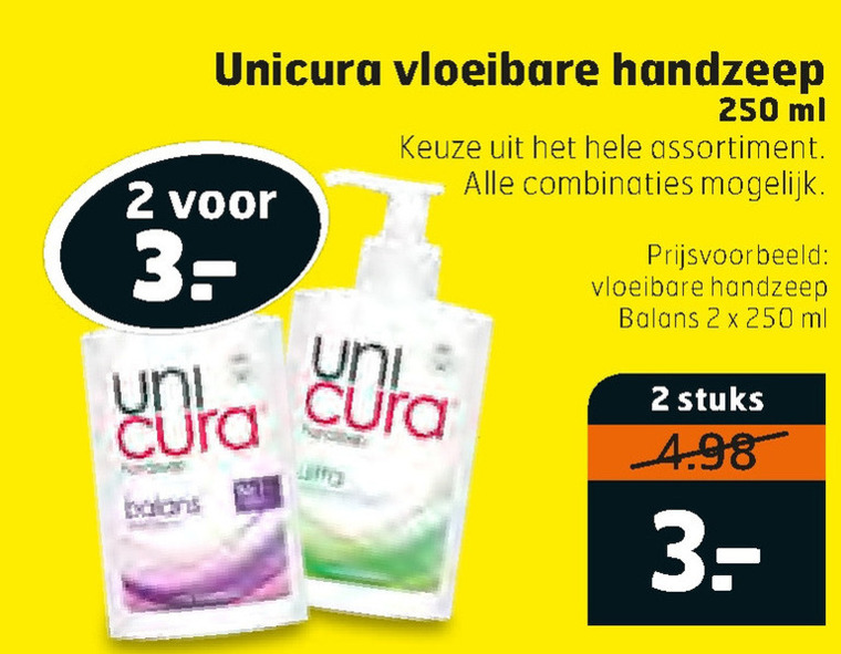 Unicura   handzeep folder aanbieding bij  Trekpleister - details