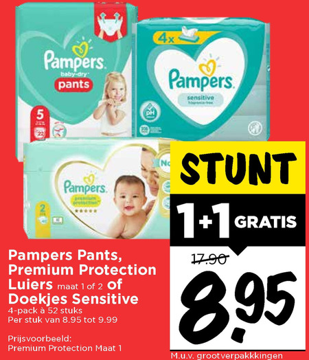 Pampers   luierbroekjes, billendoekjes folder aanbieding bij  Vomar - details