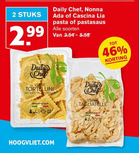 Daily Chef   pasta folder aanbieding bij  Hoogvliet - details