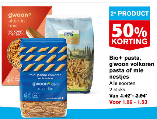 Gwoon   pasta, mie folder aanbieding bij  Hoogvliet - details