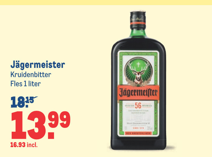 Jagermeister   kruidenbitter folder aanbieding bij  Makro - details