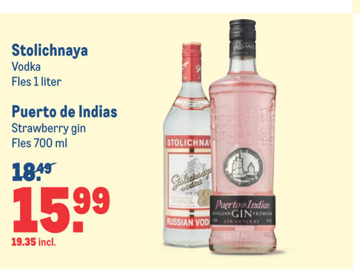 Stolichnaya   gin, wodka folder aanbieding bij  Makro - details