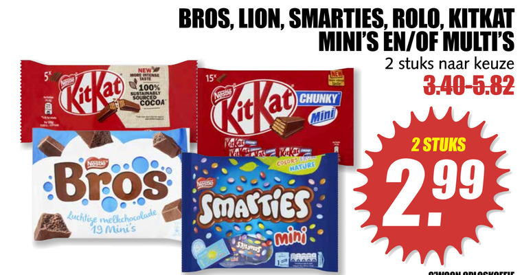 KitKat   chocolade, mini chocoladerepen folder aanbieding bij  MCD Supermarkt Basis - details