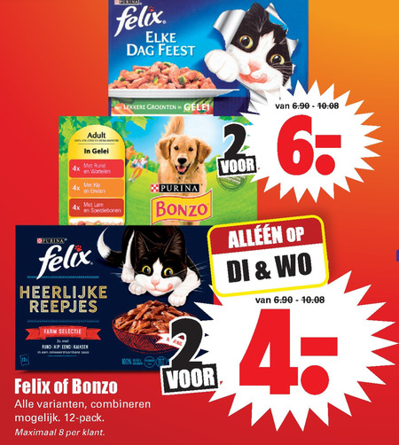 Felix   hondenvoer, kattenvoer folder aanbieding bij  Dirk - details