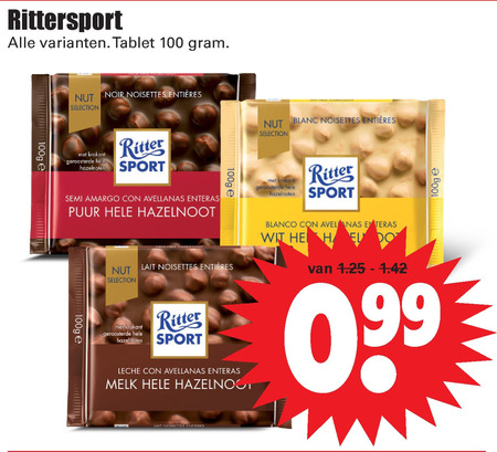 Ritter Sport   chocolade folder aanbieding bij  Dirk - details