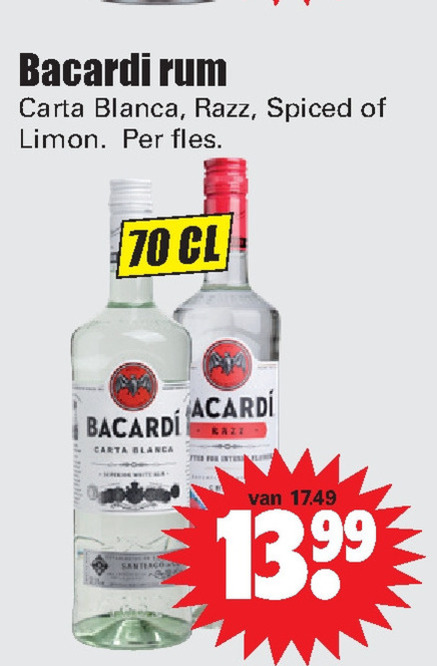 Bacardi   rum folder aanbieding bij  Dirk - details