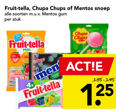 Fruit-Tella   snoep folder aanbieding bij  Deen - details