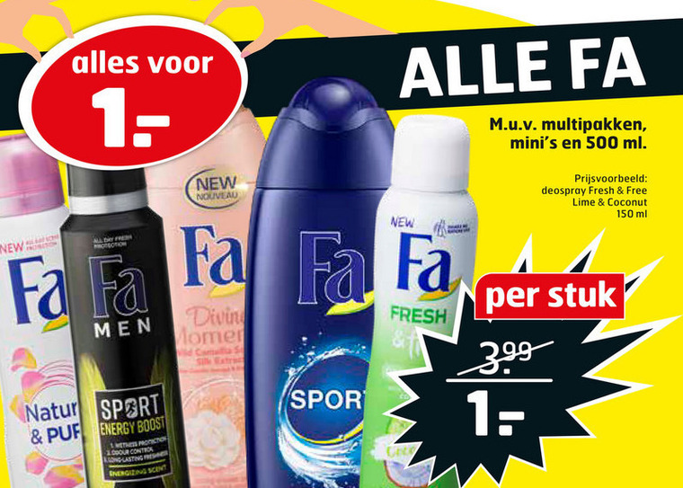 Fa   douchegel, deodorant folder aanbieding bij  Trekpleister - details