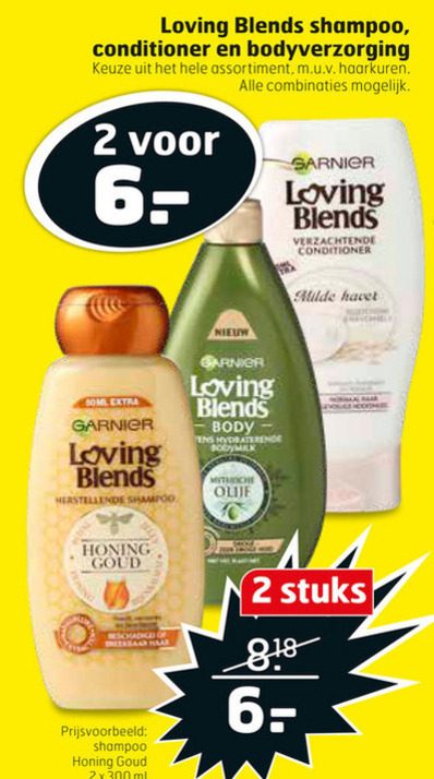 Garnier Loving Blends   bodylotion, conditioner folder aanbieding bij  Trekpleister - details