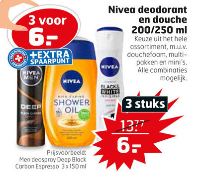 Nivea   douchegel, deodorant folder aanbieding bij  Trekpleister - details