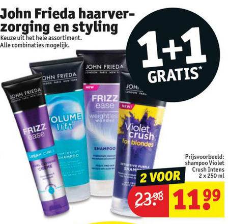 John Frieda   shampoo, hairspray folder aanbieding bij  Kruidvat - details