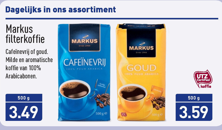 Markus   koffie folder aanbieding bij  Aldi - details