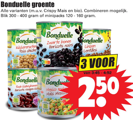 Bonduelle   groenteconserven folder aanbieding bij  Dirk - details