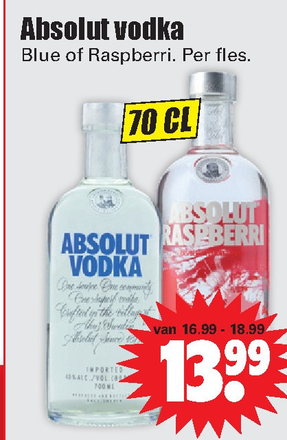 Absolut   wodka folder aanbieding bij  Dirk - details