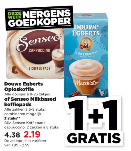 Douwe Egberts   oploskoffie, koffiepad folder aanbieding bij  Plus - details