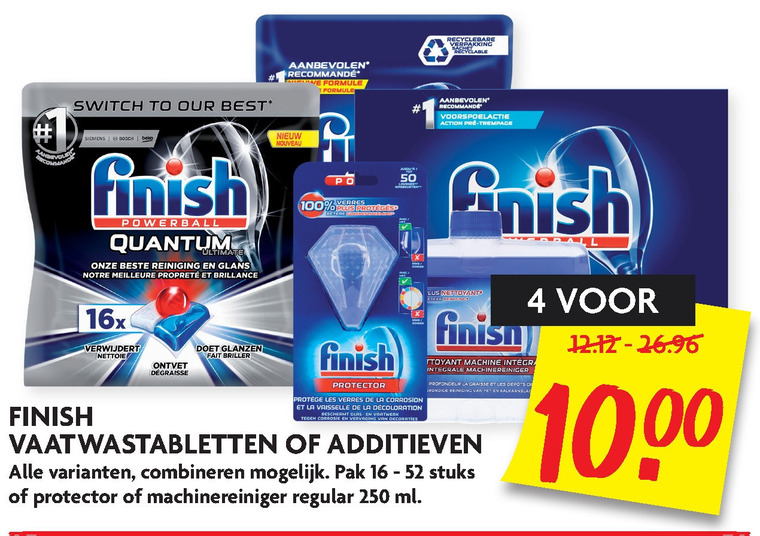 Finish   vaatwasmiddel, vaatwasmachinereiniger folder aanbieding bij  Dekamarkt - details