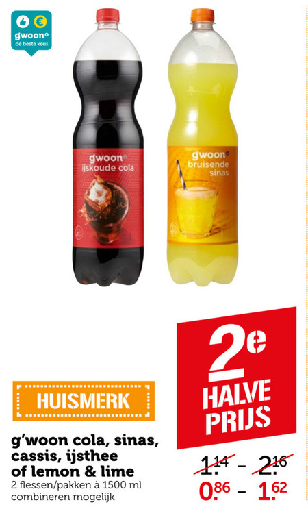 Gwoon   ice tea, cola folder aanbieding bij  Coop - details