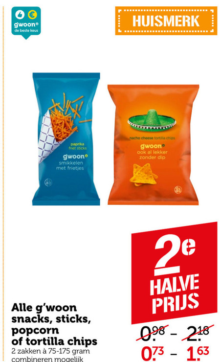 Gwoon   chips, popcorn folder aanbieding bij  Coop - details