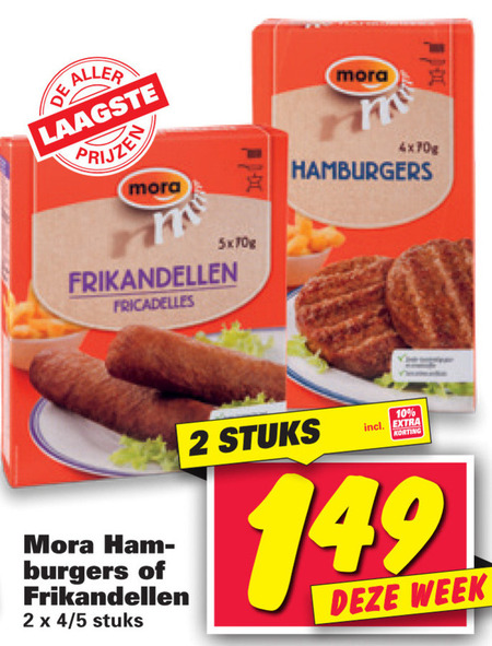 Mora   hamburger, frikandellen folder aanbieding bij  Nettorama - details