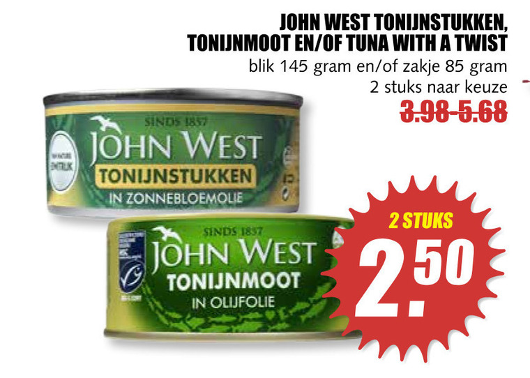 John West   tonijn in blik folder aanbieding bij  MCD Supermarkt Basis - details