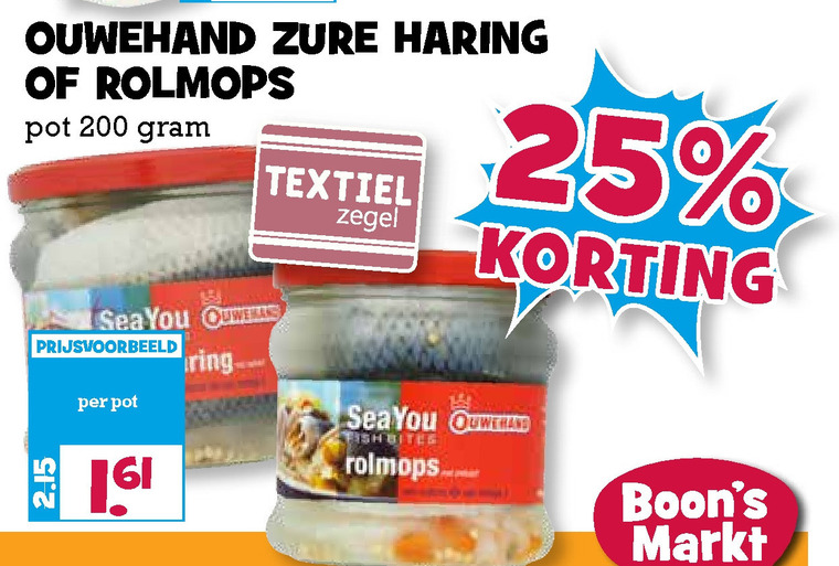 Ouwehand   rolmops, haring folder aanbieding bij  Boons Markt - details