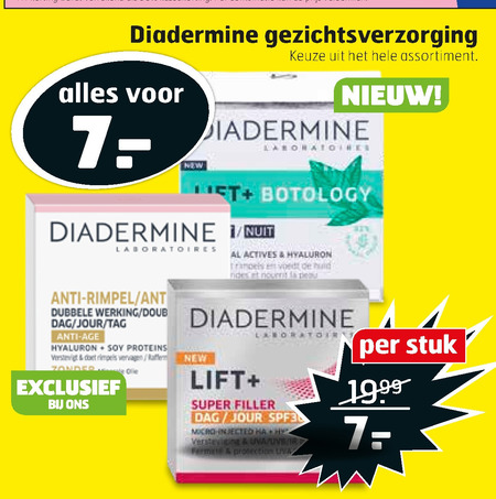 Diadermine   nachtcreme, dagcreme folder aanbieding bij  Trekpleister - details