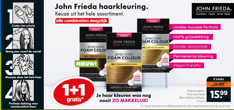 John Frieda   haarkleuring folder aanbieding bij  Trekpleister - details