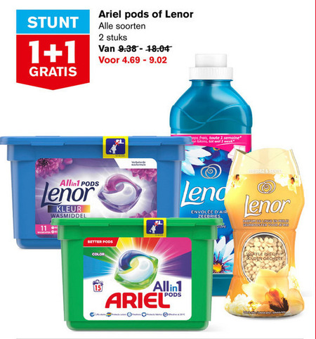 Lenor   wasmiddel folder aanbieding bij  Hoogvliet - details