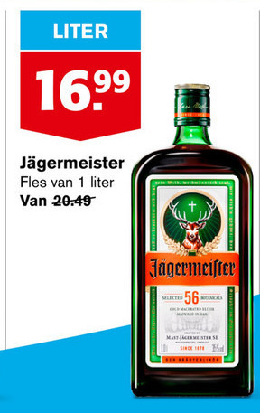 Jagermeister   kruidenbitter folder aanbieding bij  Hoogvliet - details