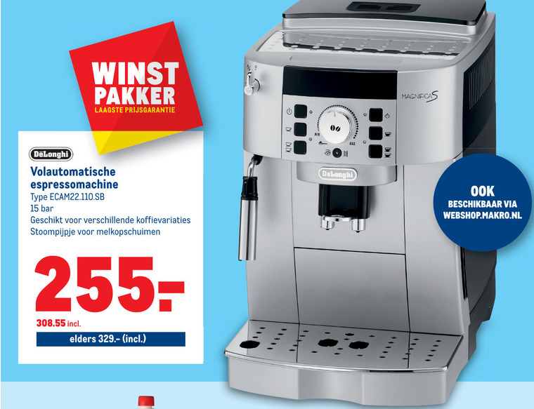 DeLonghi   espressoapparaat folder aanbieding bij  Makro - details