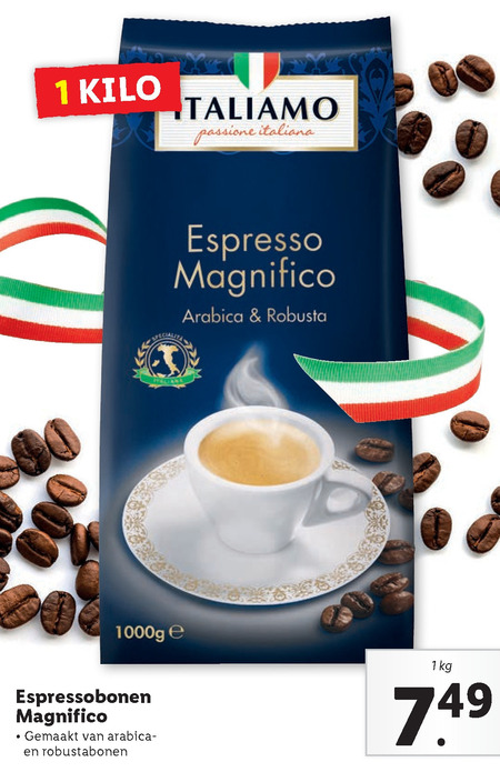 Italiamo   koffiebonen folder aanbieding bij  Lidl - details