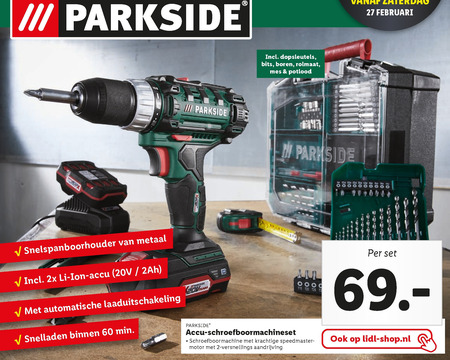 Parkside   accuboormachineset folder aanbieding bij  Lidl - details