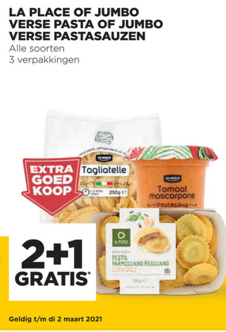 La Place   pasta, pastasaus folder aanbieding bij  Jumbo - details