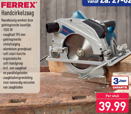 Ferrex   handcirkelzaag folder aanbieding bij  Aldi - details